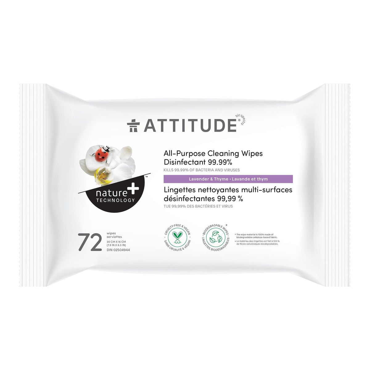 wtlmory Nature+ All-Purpose Cleaning Wipes Disinfectant 99.99% Lavender and thyme 17910_en?_main? 1 unit